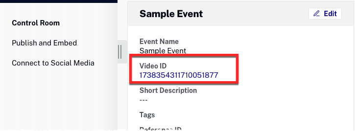 이벤트 비디오 ID